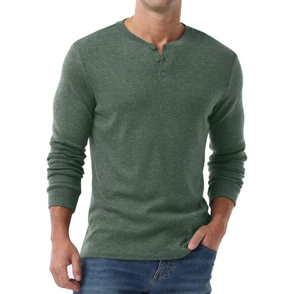 Other - Men's Henley Shirts Long Sleeve Casual Classic T-Shirts Button Henley Pullover T
